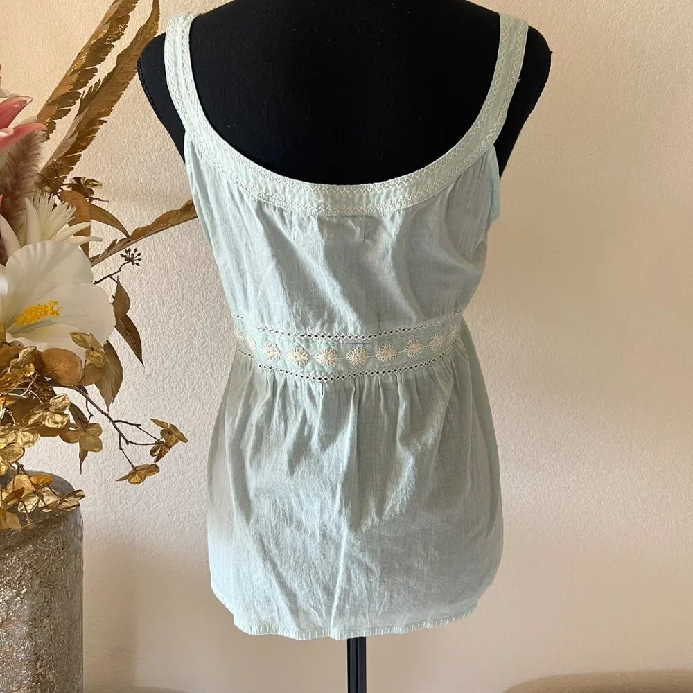 Old Navy Baby Blue Y2K Babydoll Embroidered Front-Tie Top - Picture 7 of 8